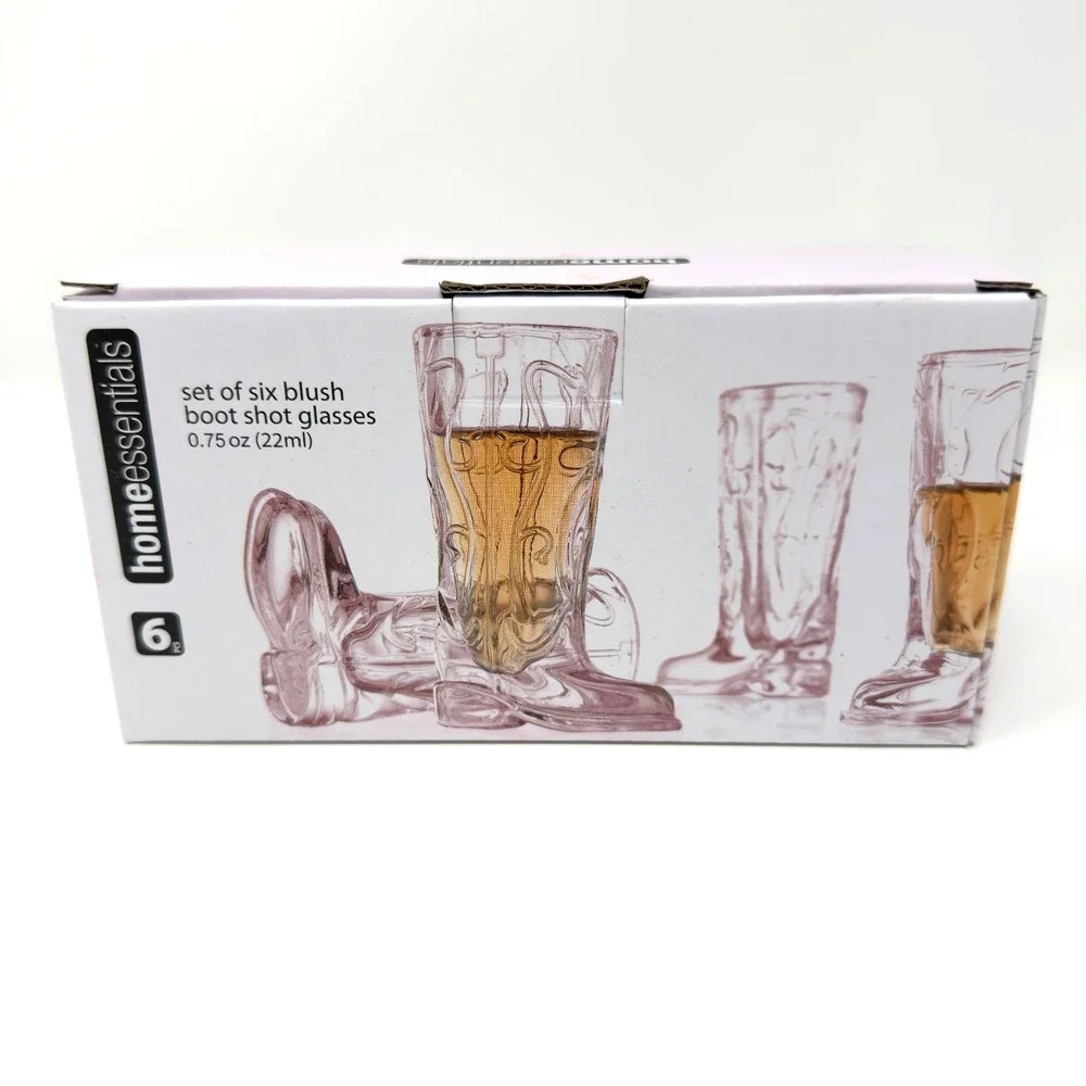 Cowboy Boot Shot Glasses Set of 6 Blush Pink Western Barware